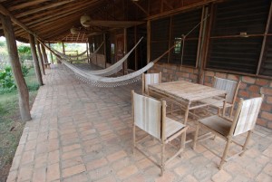 Relaxing seating area outside the guesthouse