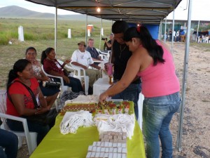 Women groups from Rupununi displaying handmade crafts and body products at the fair in Brazil