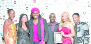  Guyanese fashion icon Sonia Noel poses with Barbadian supermodel Lene Hall, CEO of CAN Audio, Canada, Nouse; GFW’s Richard Younge; Barbados Music award executive Ronnie Morris and Travis Bowen after being presented with the Life Achievement Award in fashion 