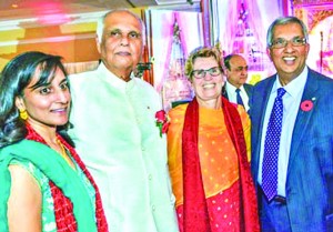 Dr Budhendranath Doobay (second left) with guests at a recent banquet 