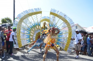 A member of the Amerindian Affairs Ministry band showing off her dancing skills