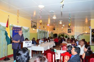 President Donald Ramotar addressing Rotarians in New Amsterdam at a dinner to mark Rotary International’s 109th anniversary