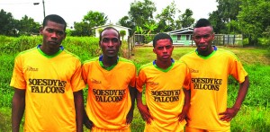 From left: Goalscorers Colin McLean, Ulatto Smith, Kelcey Benson and Roger Dey of Soesdyke Falcons 