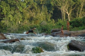 Swimming at Kurupukari Falls