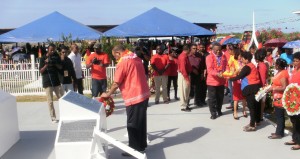 PPP General Secretary Clement Rohee laying his wreath