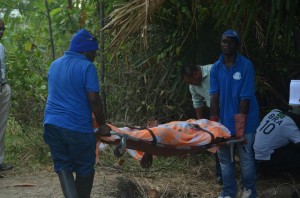 Undertakers removing Singh’s body from the scene on Wednesday