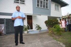 Former president Bharrat Jagdeo speaking at the opening of the Jagan's residence as a heritage home in Bel Air