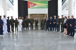 The military delegations from Brazil and Guyana that are meeting for the inaugural bilateral Defence Work Group meeting