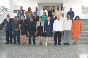 Heads of Mission with President Donald Ramotar, Prime Minister Samuel Hinds, Foreign Affairs Minister Carolyn Rodrigues-Birkett and Foreign Affairs Ministry Director General Elizabeth Harper at the opening of the conference