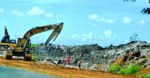 Drains being dug on the eastern carriage way on the East Bank roads 