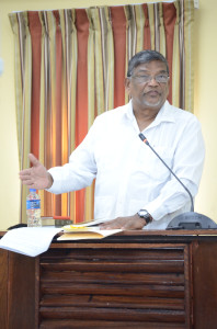 Labour Minister, Dr Nanda Gopaul testifying before the Walter Rodney Commission on Wednesday