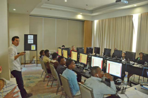 Staff in training to use service technology