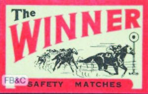 Vintage matchbox label, called The Winner, said to have been made in British Guiana