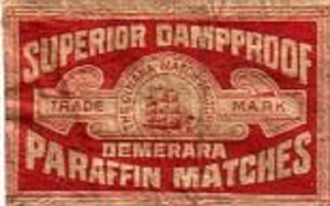 Early Guiana Match Company matchbox label