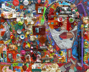 “Self Portrait With American Influences” Mixed media collage (2005)