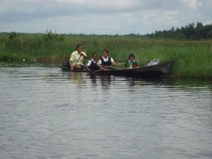 Travelling to school by canoe