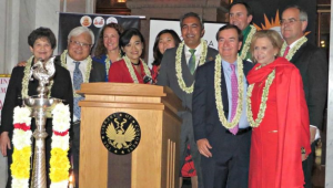 Congressman Ami Bera and Congressman George Holding celebrate Diwali with members of the Indian American Diaspora