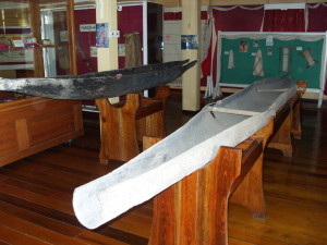 Traditional (dugout) canoes on display in a local museum