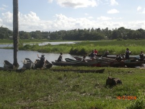 School students in the interior waiting for transport