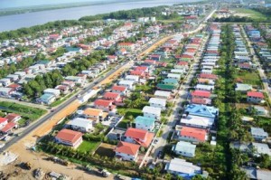 A section of a housing scheme, East Bank Demerara, Guyana 