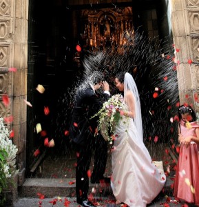 It is normal after the wedding ceremony to throw rice over the married couple for good luck as they leave the church