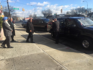 PM Moses Nagamootoo was escorted by several black Secret Service vehicles during his New York trip over the weekend