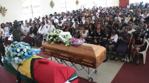 A section of the large gathering at the funeral service of Sergeant Robert Pyle and his wife Stacy Pyle 