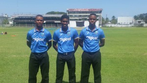 From left Tevin Imlach, Keemo Paul and Shimron Hetmyer before their departure