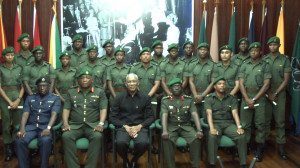 Commander-in-Chief, President David Granger; Chief-of-Staff Brigadier Mark Phillips and the 14 commissioned ranks along with other GDF officials  