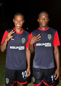 Alpha United’s scorers! Dellon Lanferman (right) and Anthony “Awo” Abrams 