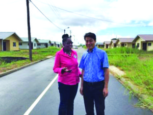 Minister Valerie Sharpe-Patterson  along with GM of Zhong Da International Engineering Company (CDIG) Wu Qiong, during a visit to Suriname