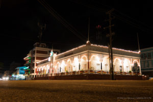 A downtown night scene