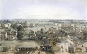 Lithograph of Georgetown Demerara British Guiana by William Parrot after a drawing by E. A. Goodall