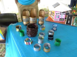 Display on recycled plastic bottles