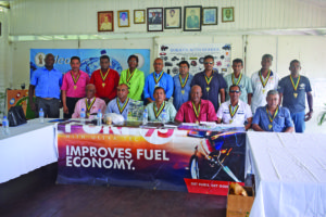 Garvey C  Harry (front row, extreme left) along with  executives of the GFSCA and sponsors of Guyana Softball Cup 6 at the launching at the Demerara Cricket Club Pavilion on Tuesday