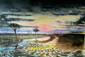 Buxton foreshore at sunset  by Gui Sharples c. 1951 © C W McWatt