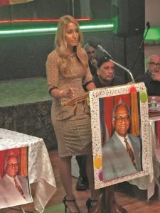 Grand-daughter of Cheddi and Janet Jagan, Vrinda Jagan, speaking at the event to honour the former presidents