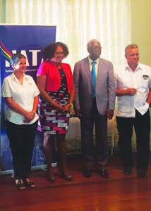 From left: NATA President Annette Arjoon-Martins, Junior Public Infrastructure Minister Annette Ferguson, GCAA Director General Retired Lieutenant Colonel Egbert Field and NATA Vice President Captain Gerry Gouveia