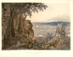 ‘The Comuti or Taqulare Rock, on the River Essequibo’. From Schomburgk's "Twelve Views in the Interior of Guiana"; a series of views of Guiana by Charles Bentley, executed as illustrations for Robert Schomburgk's magnificent work on the region.