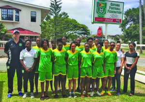 The National Women’s squad along with GFF TDO Ian Greenwood (left)