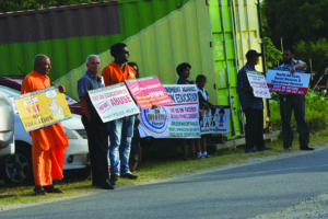 Demonstrators in front of the AFC Headquarters 